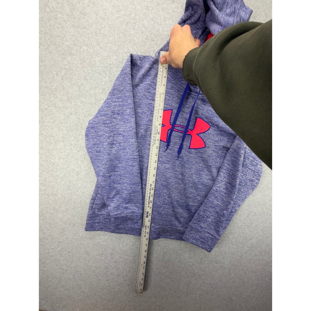 Under Armour Girls XL Hoodie Purple Heather Pink Logo Pullover 1262971 Loose Fit - Picture 2 of 6